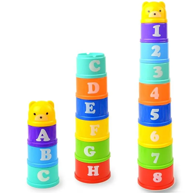 Stack Cup Tower Early Intelligence For Children Girls Boys Educational Newborn Baby Toys 6 Month  Figures Letters Foldind