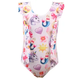 Swimsuit Baby One-Piece Quick-Drying Girl Unicorn Lace Swimwear
