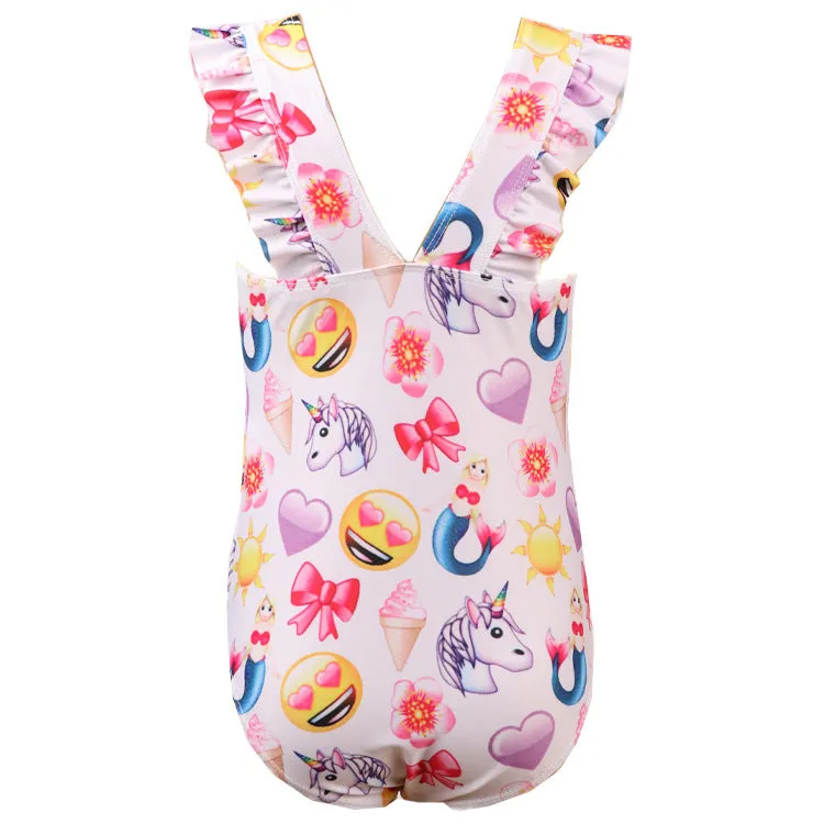 Swimsuit Baby One-Piece Quick-Drying Girl Unicorn Lace Swimwear