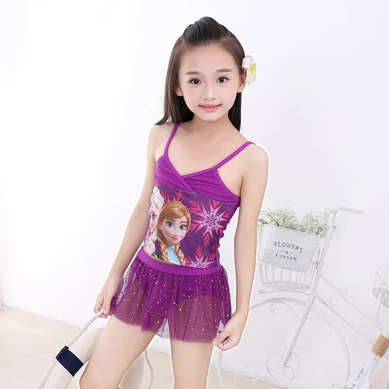 Swimsuit Split Bikini Girls' Two-Piece Dress  Cartoon Print Swimwear
