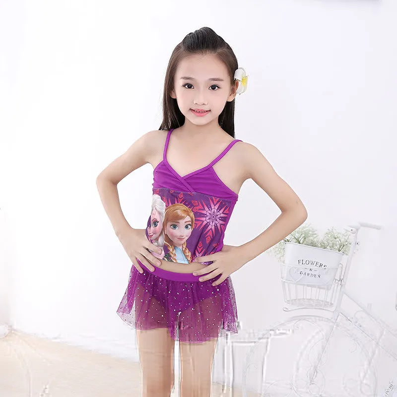 Swimsuit Split Bikini Girls' Two-Piece Dress  Cartoon Print Swimwear