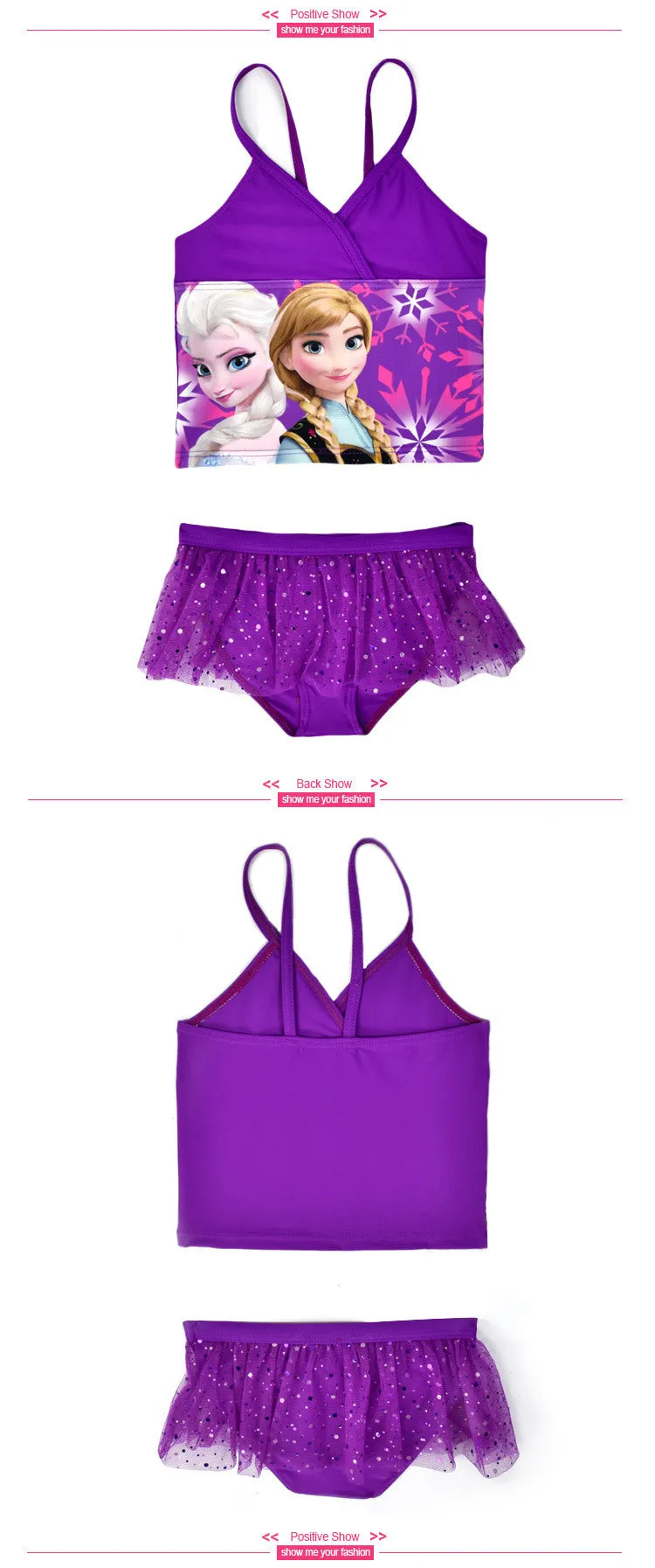 Swimsuit Split Bikini Girls' Two-Piece Dress  Cartoon Print Swimwear