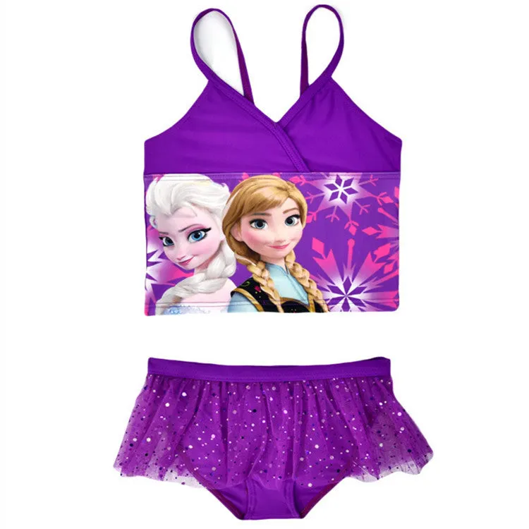 Swimsuit Split Bikini Girls' Two-Piece Dress  Cartoon Print Swimwear