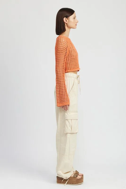 TEEK - Open Knit Cropped Top