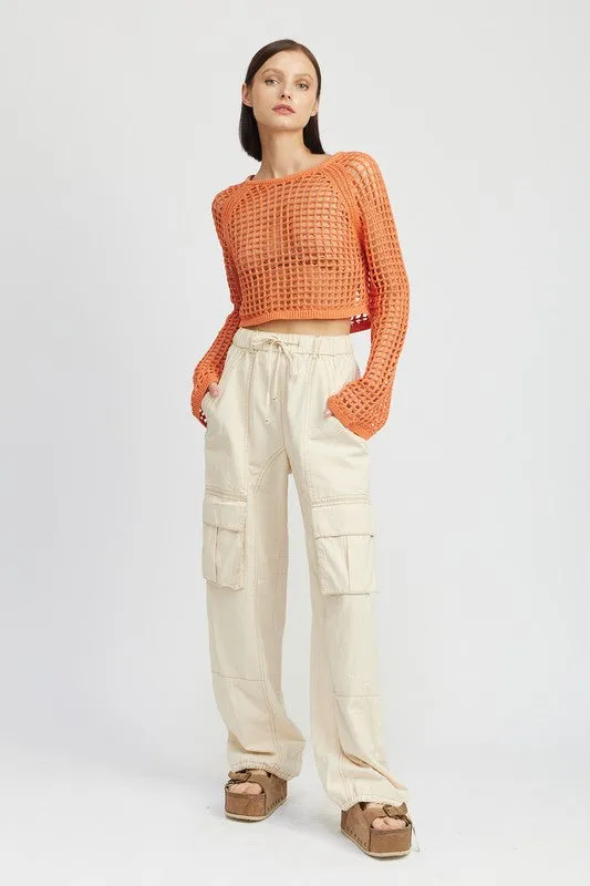 TEEK - Open Knit Cropped Top