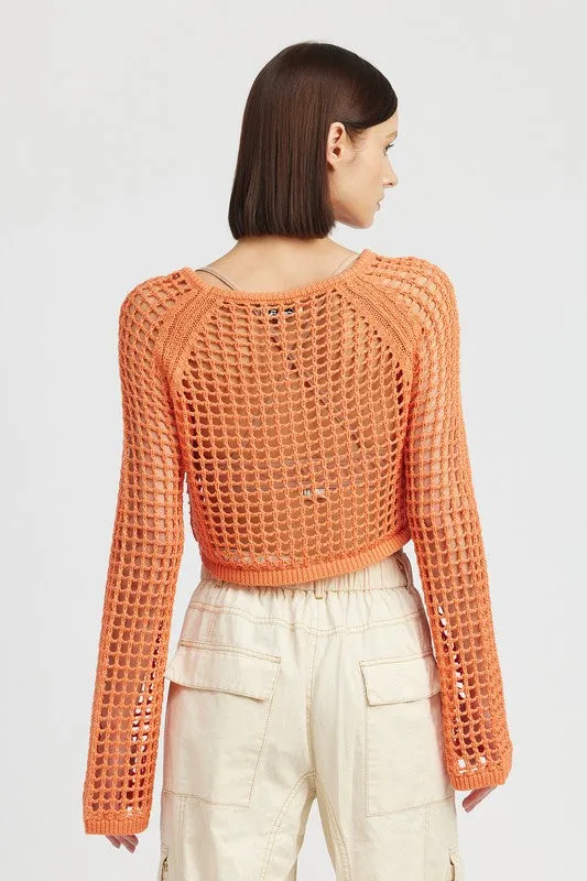 TEEK - Open Knit Cropped Top