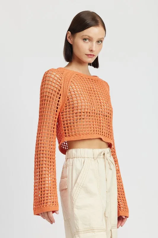 TEEK - Open Knit Cropped Top