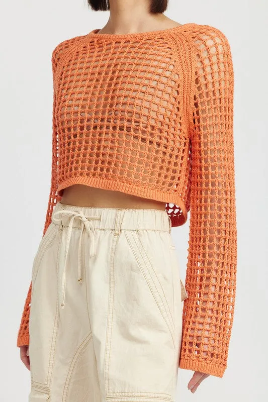 TEEK - Open Knit Cropped Top