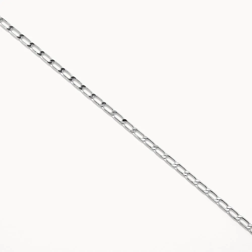 Thin Flat Curb Chain Necklace in Silver