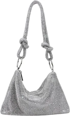 UMREN Rhinestone Hobo Bags for Women Chic Evening Handbag Sparkly Crystal Cluth Purse for Party Club Wedding