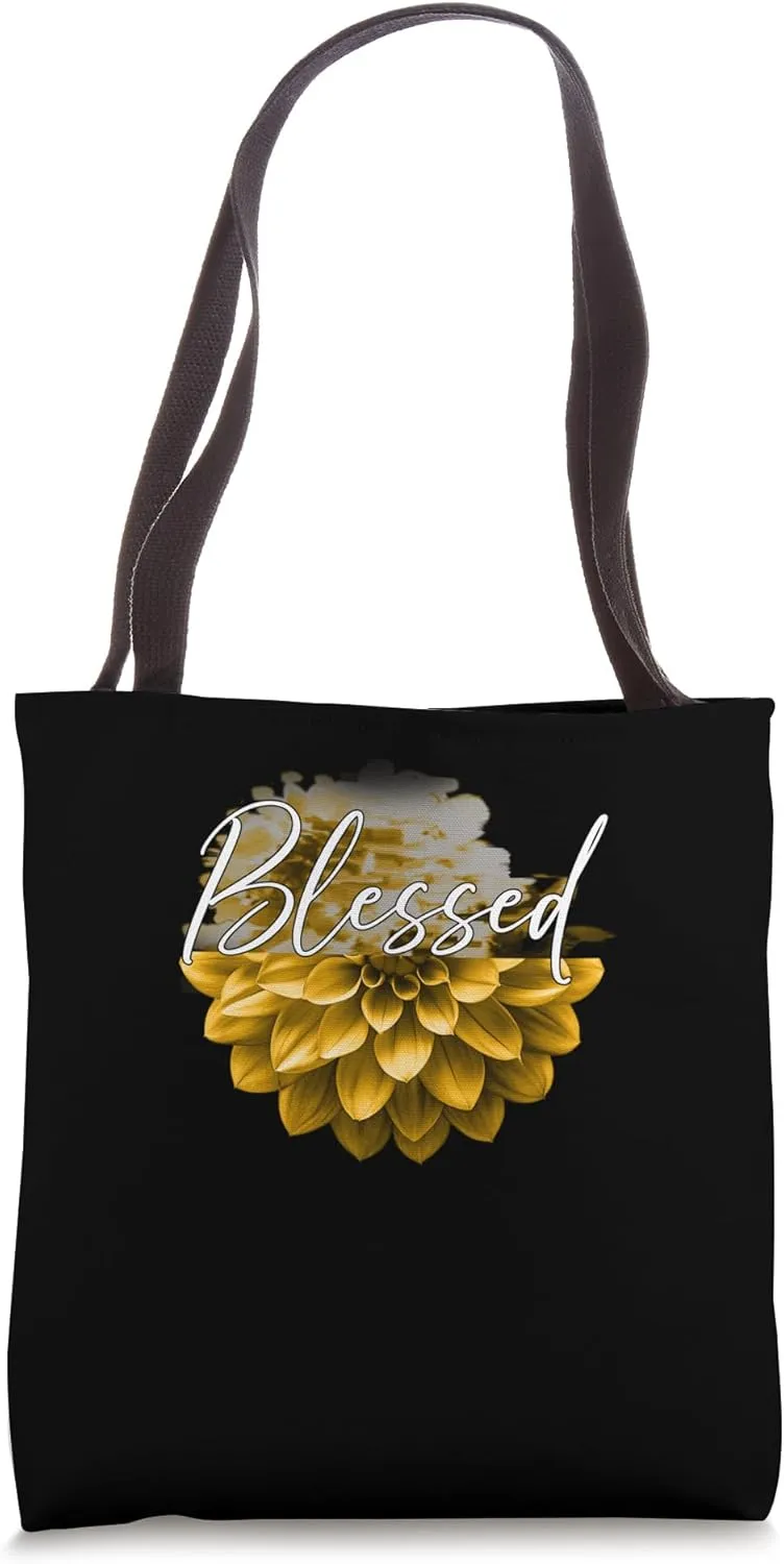 University Varsity-Gold Blessed Flower Varsity-Gold Yellow Tote Bag