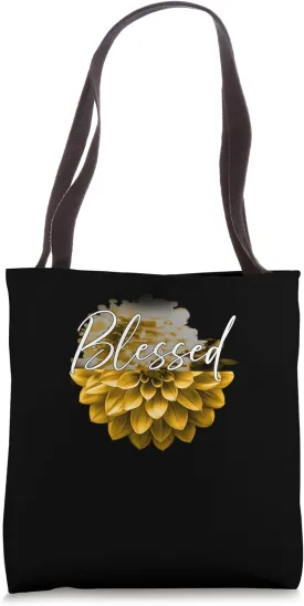 University Varsity-Gold Blessed Flower Varsity-Gold Yellow Tote Bag