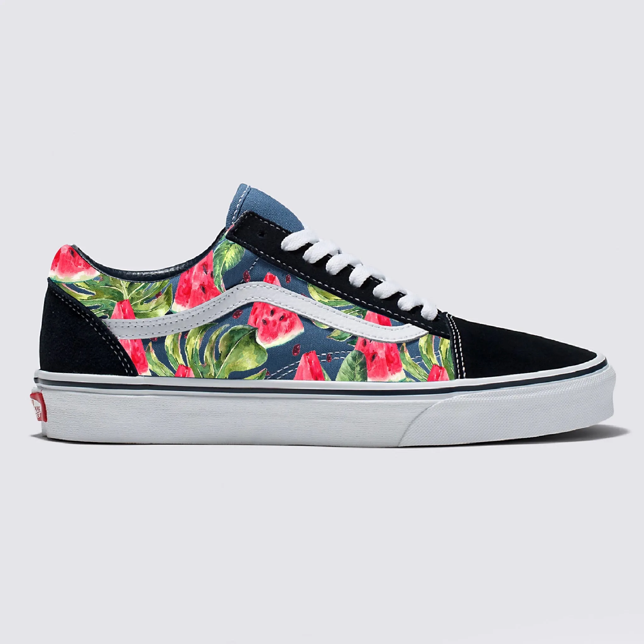 Watermelon Pattern on Navy Vans Old Skool Shoes