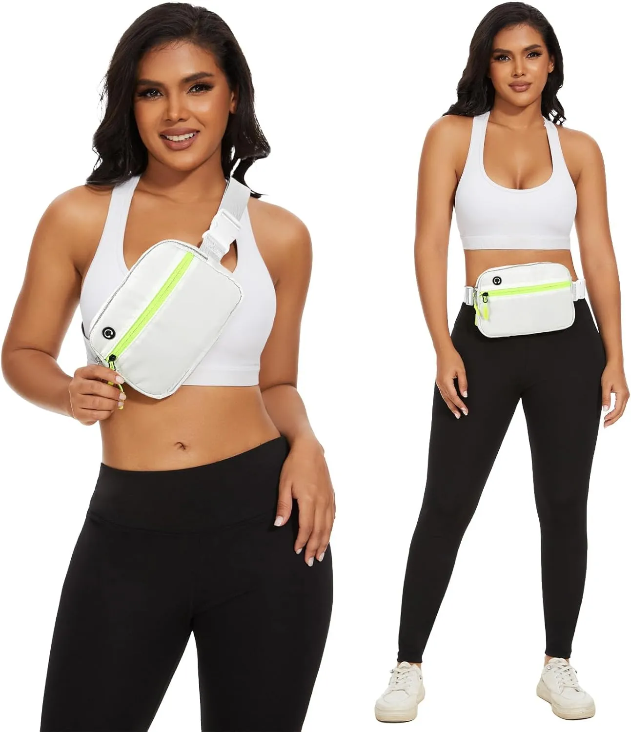 White Belt Bag for Women Men, Small White Crossbody Fanny Pack, Everywhere Mini Belt Bags Waist Pack with Extended Strap