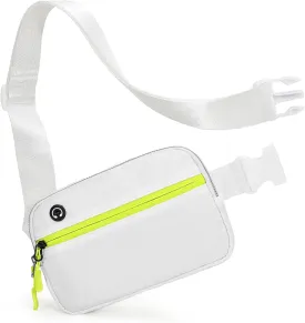 White Belt Bag for Women Men, Small White Crossbody Fanny Pack, Everywhere Mini Belt Bags Waist Pack with Extended Strap