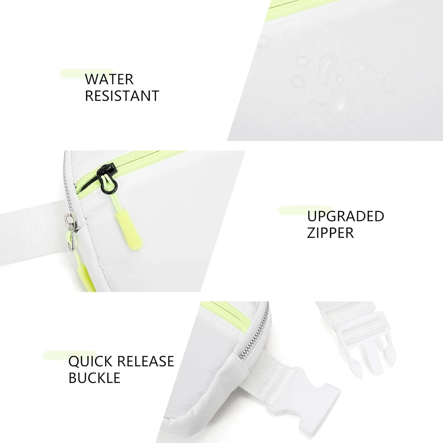 White Belt Bag for Women Men, Small White Crossbody Fanny Pack, Everywhere Mini Belt Bags Waist Pack with Extended Strap