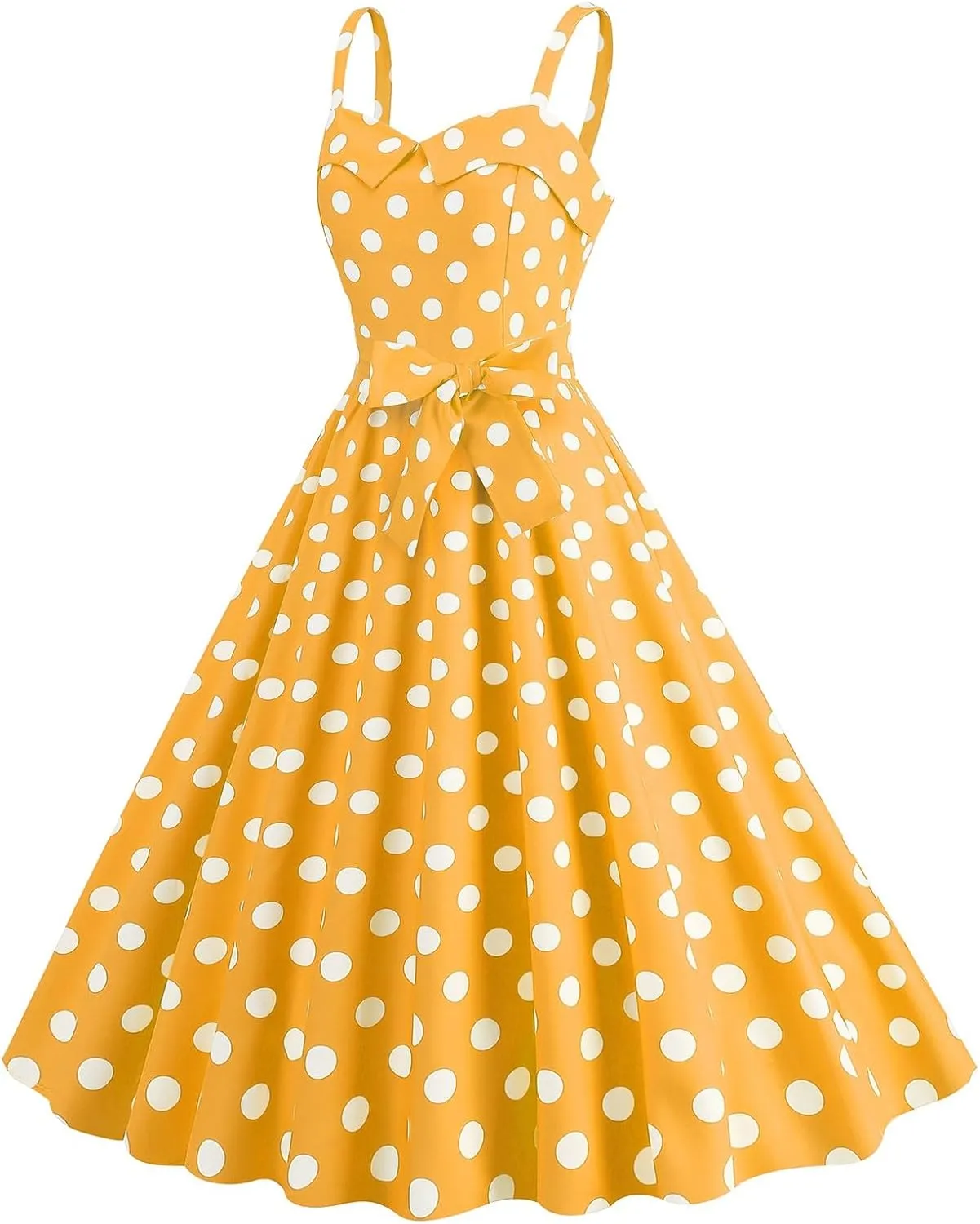 Women Vintage Polka Dot 1950s Rockabilly Halter Audrey Dress Retro Floral Evening Cocktail Swing Dress