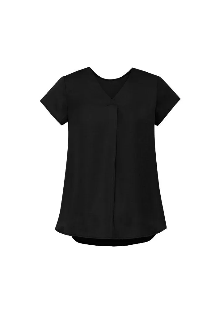 Womens Kayla V-neck Pleat Blouse