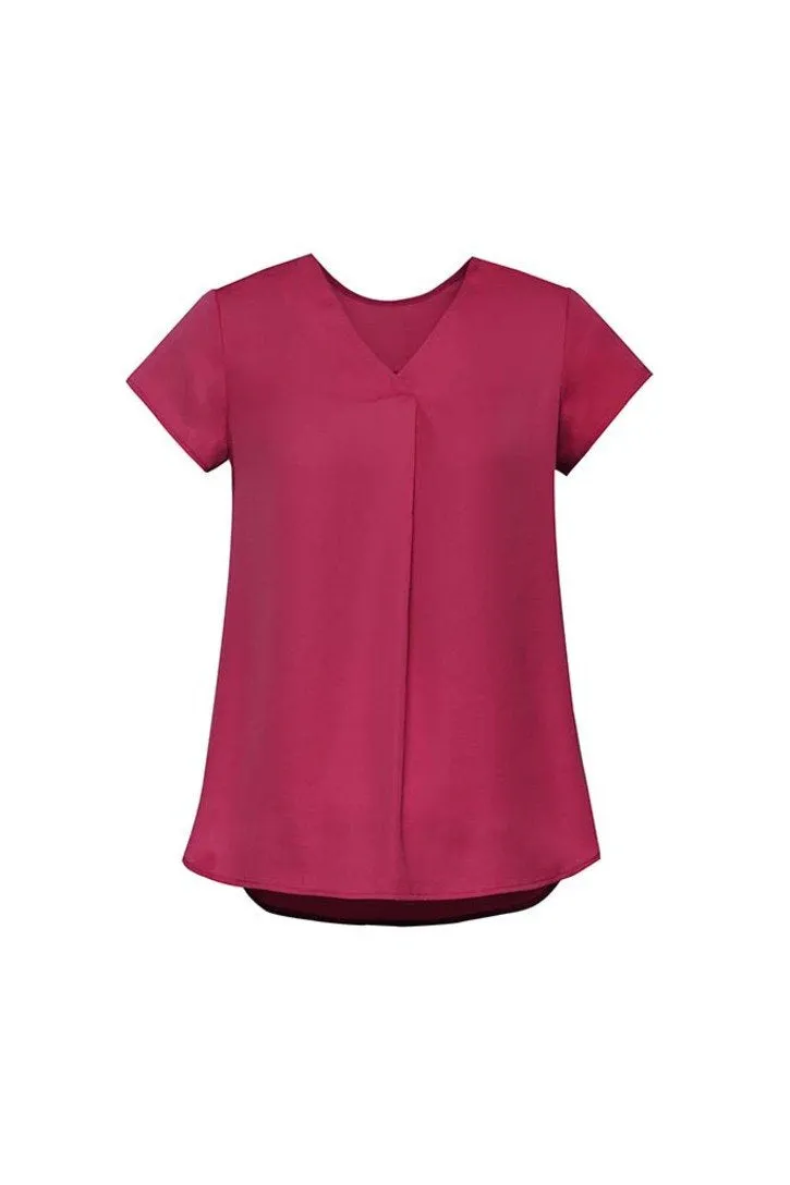 Womens Kayla V-neck Pleat Blouse