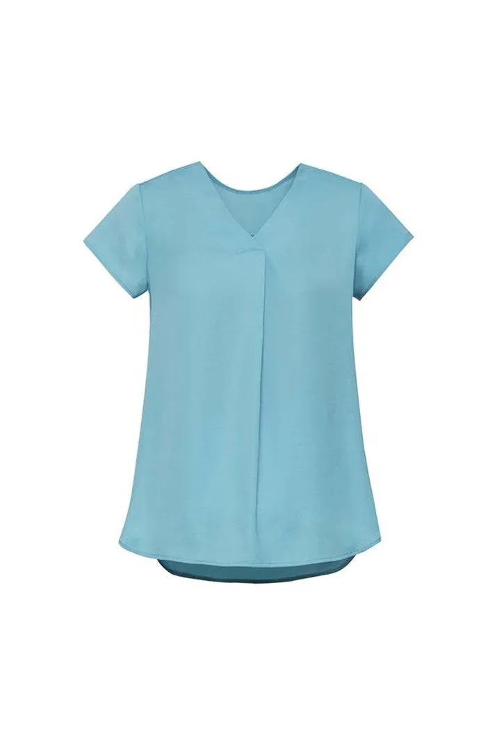 Womens Kayla V-neck Pleat Blouse