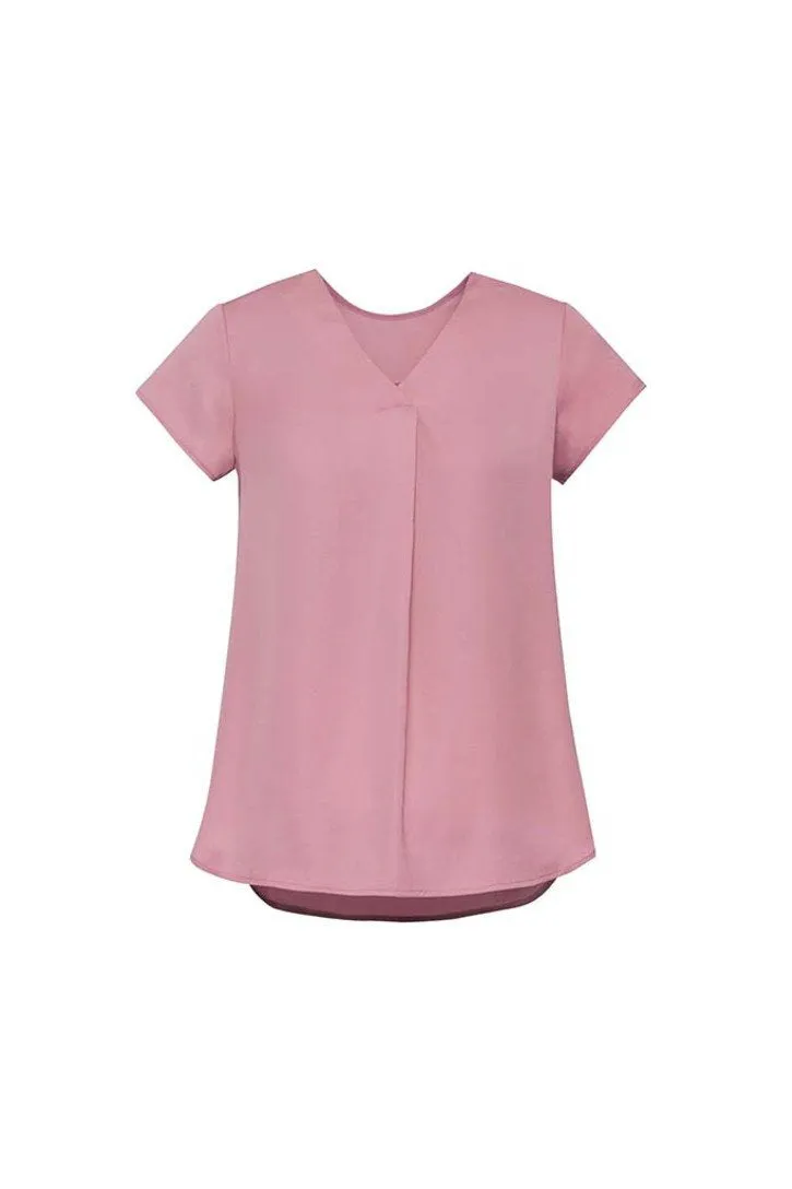 Womens Kayla V-neck Pleat Blouse