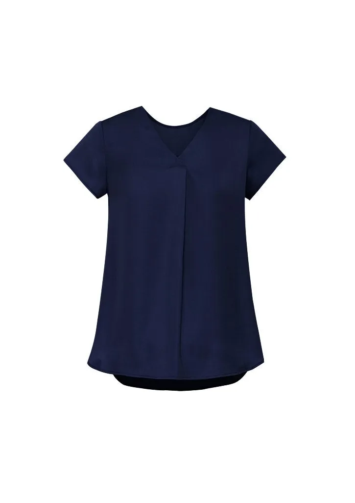Womens Kayla V-neck Pleat Blouse