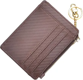 woogwin Slim RFID Credit Card Holder for Women Mini Front Pocket Wallet Purse With Keychain